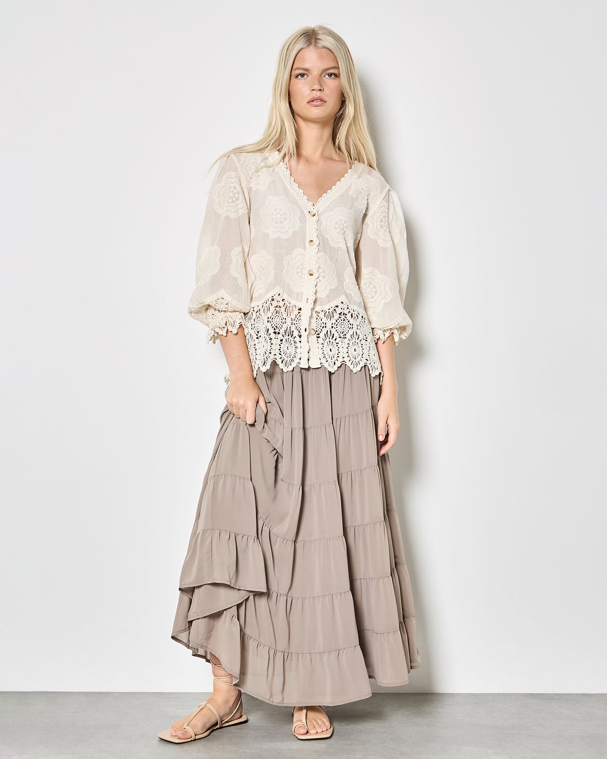 Apricot  Embroidered Top