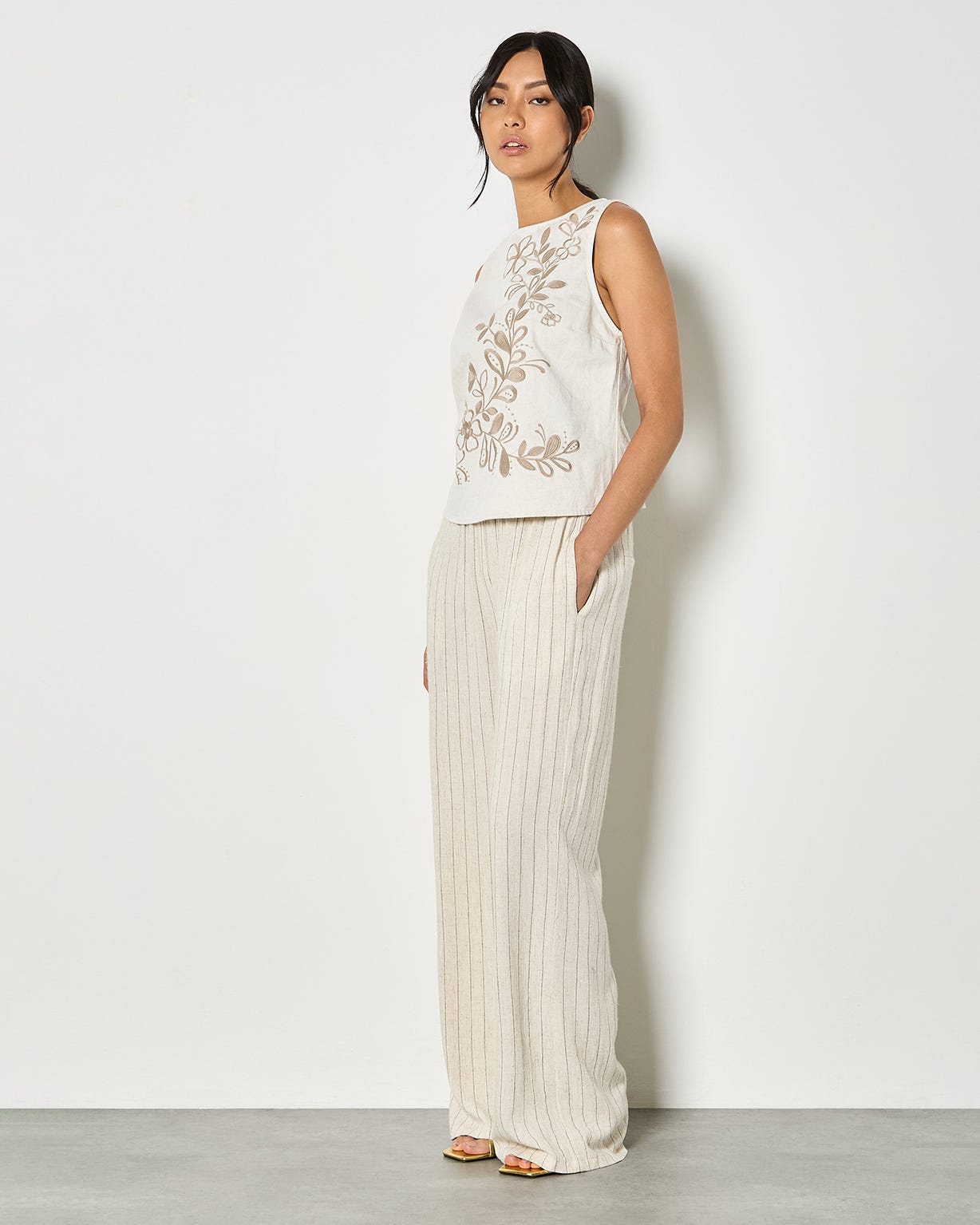 Apricot Embroidered Top