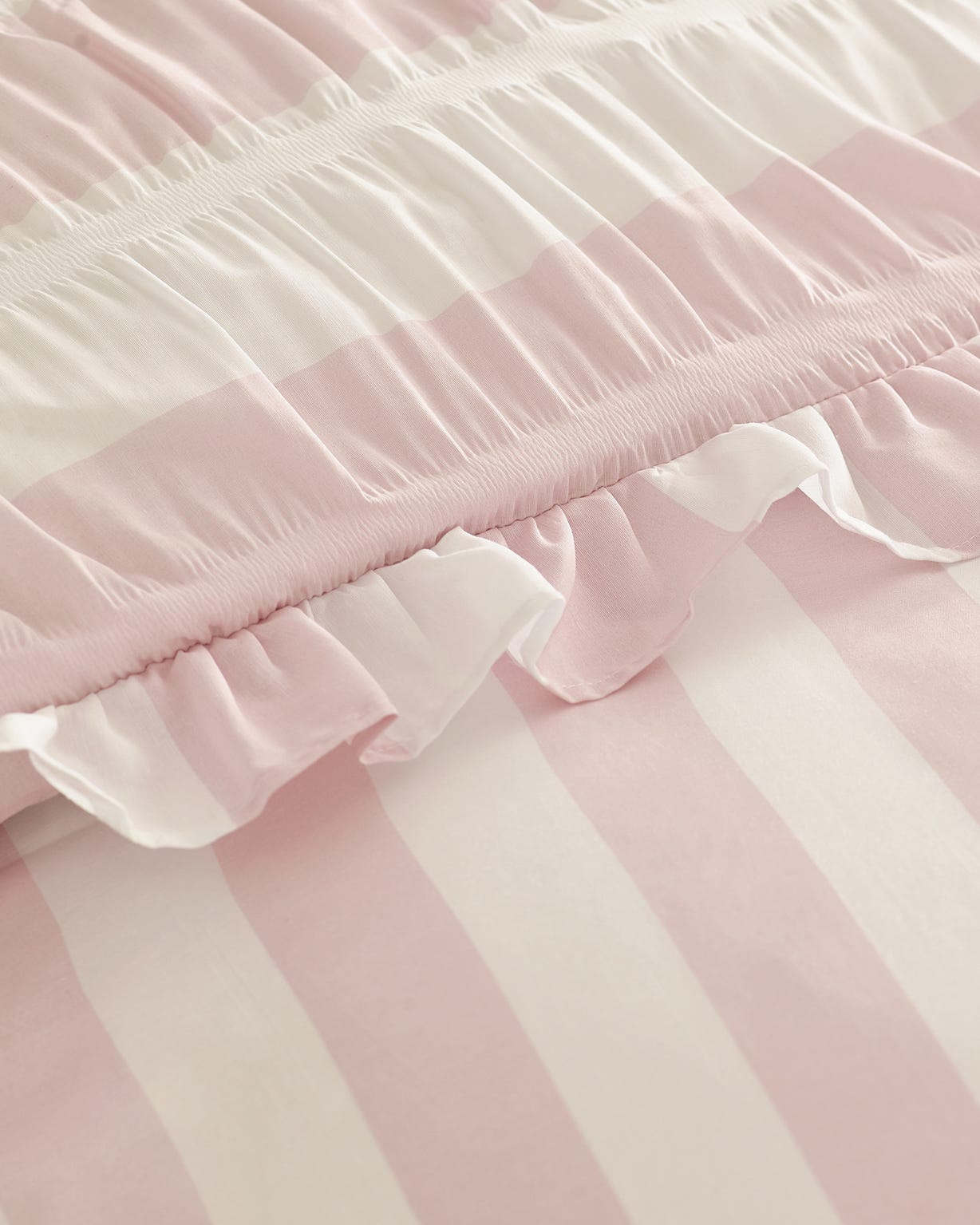 Catherine Lansfield Seersucker Frill Stripe Duvet Set 
