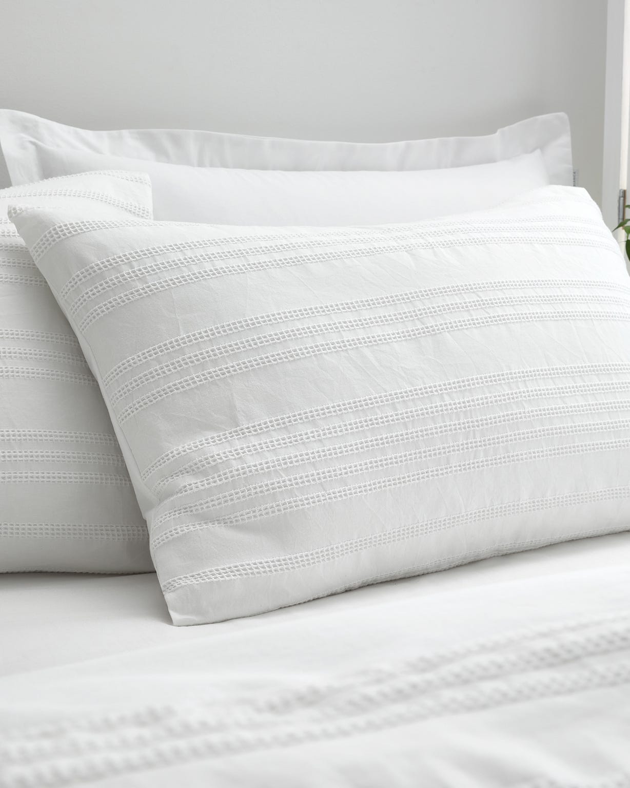 Waffle Cotton Stripe Duvet Set 