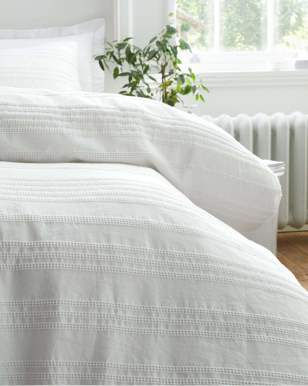 Waffle Cotton Stripe Duvet Set 