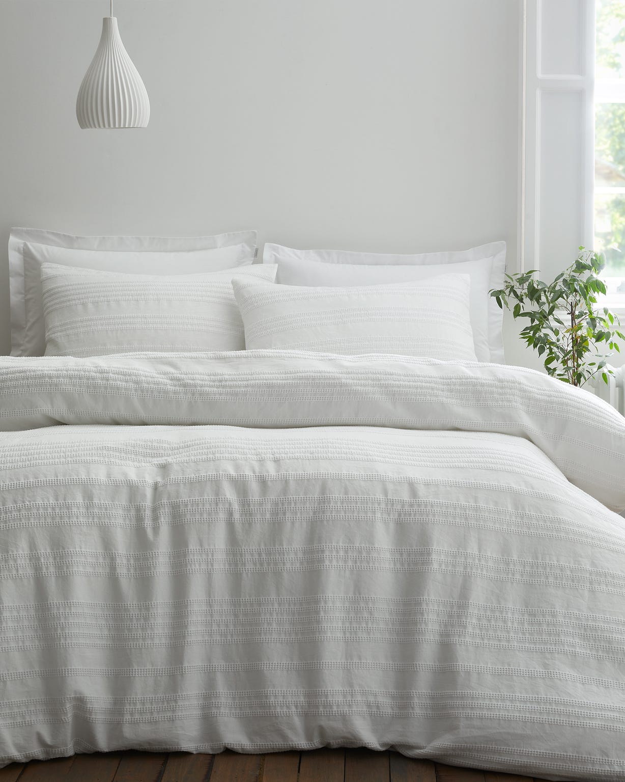 Waffle Cotton Stripe Duvet Set 