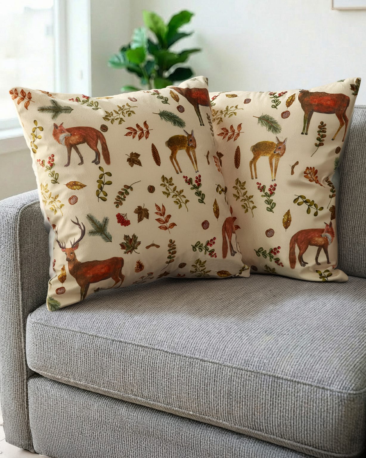 Pack of 2 Woodland Wildlife Cushion Covers 