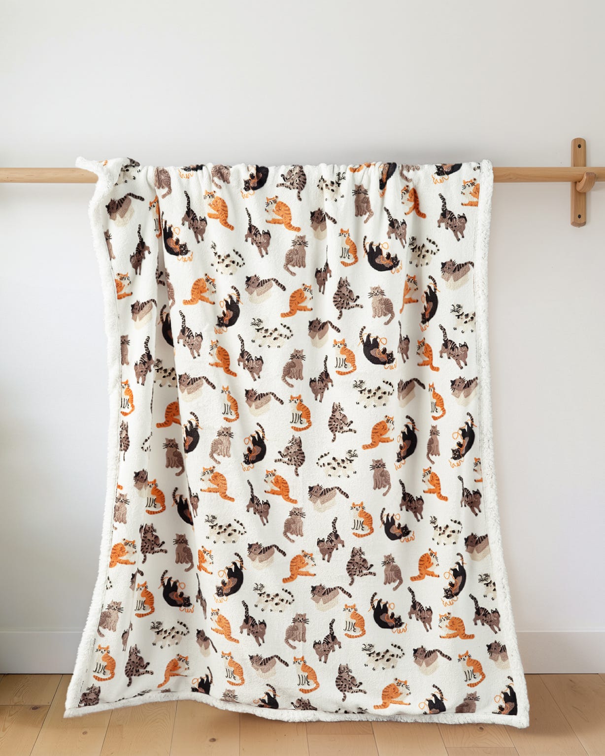 Pack of 2 Cute Cats Sherpa Fleece Throws 