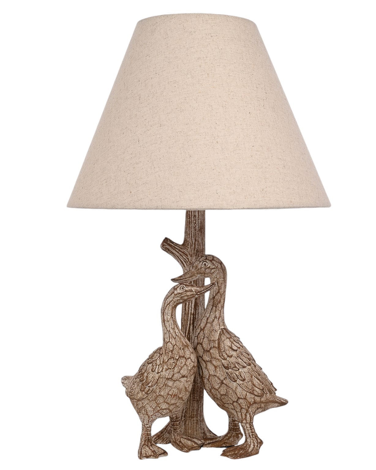 Hestia Wood Effect Duck Resin Table Lamp 