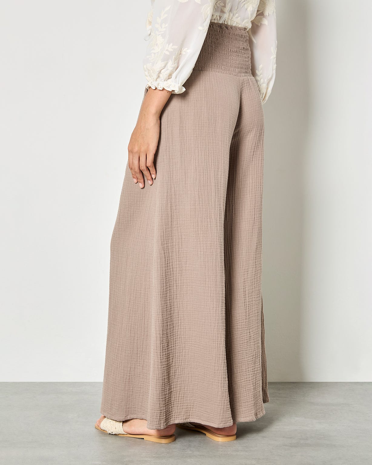 Apricot Cotton Wide Leg Trousers