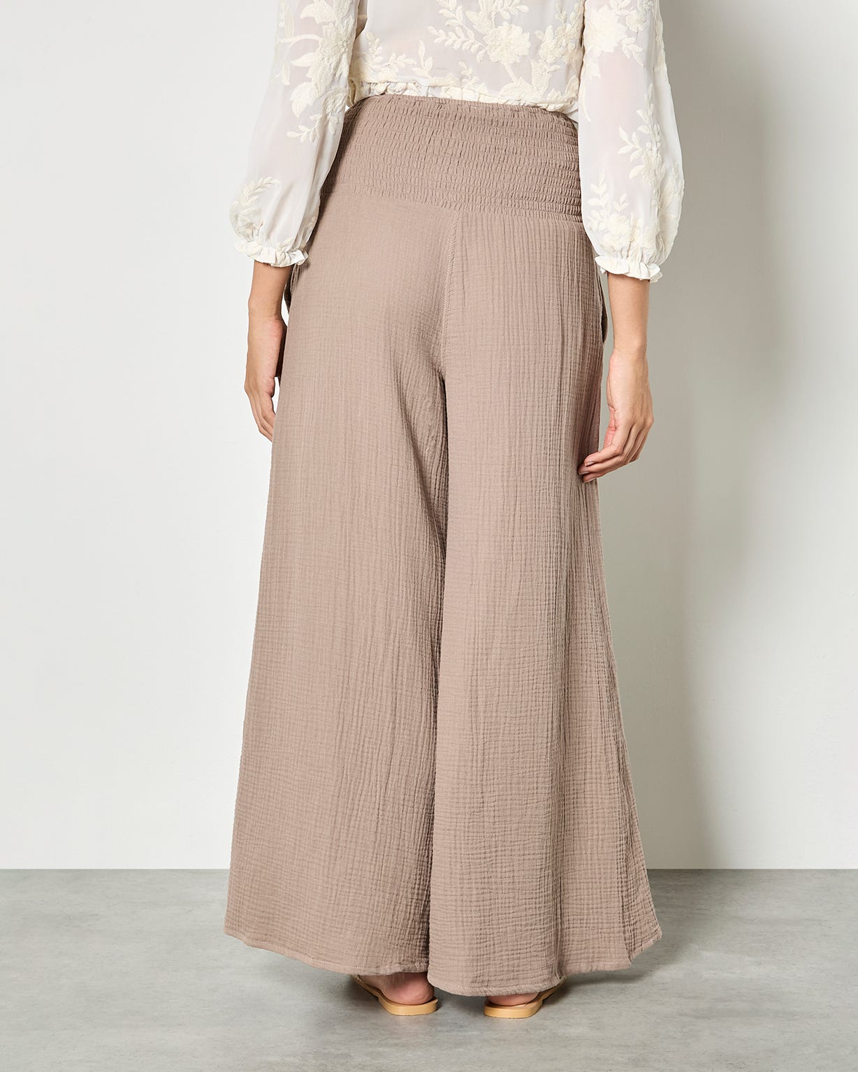 Apricot Cotton Wide Leg Trousers