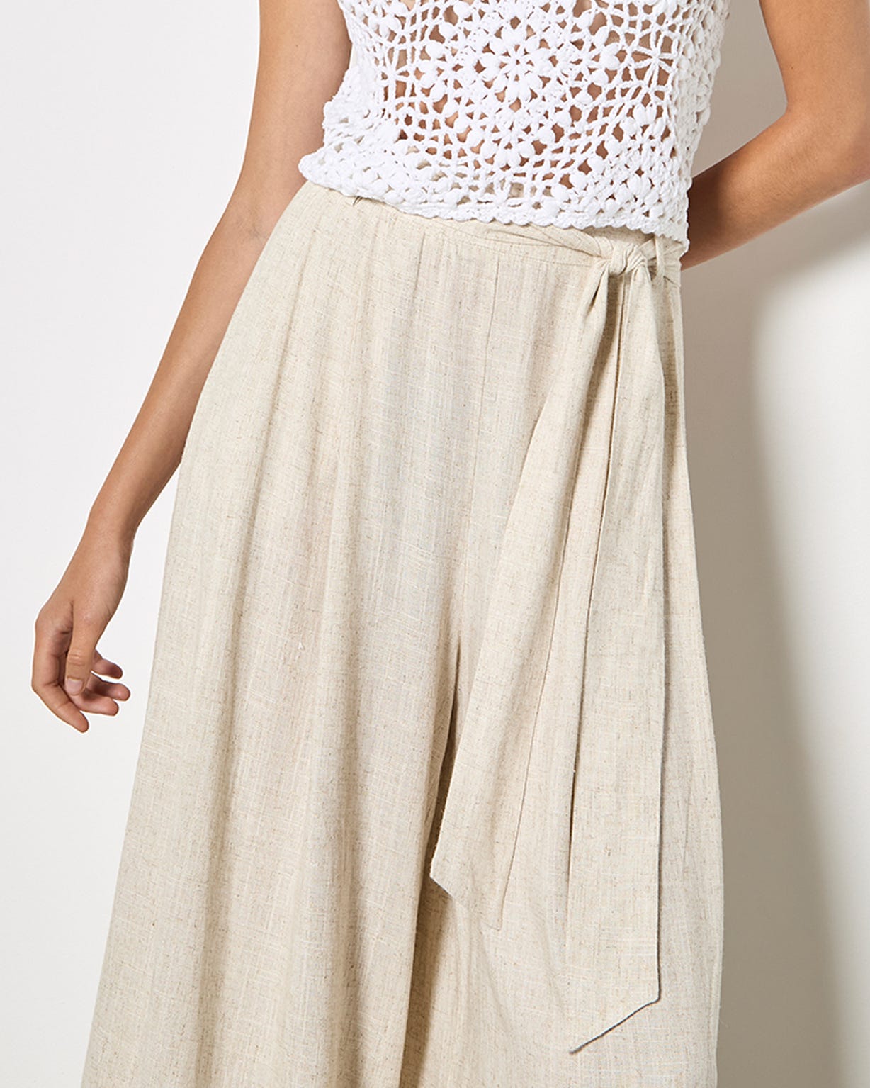 Apricot Wide Leg Linen Trousers