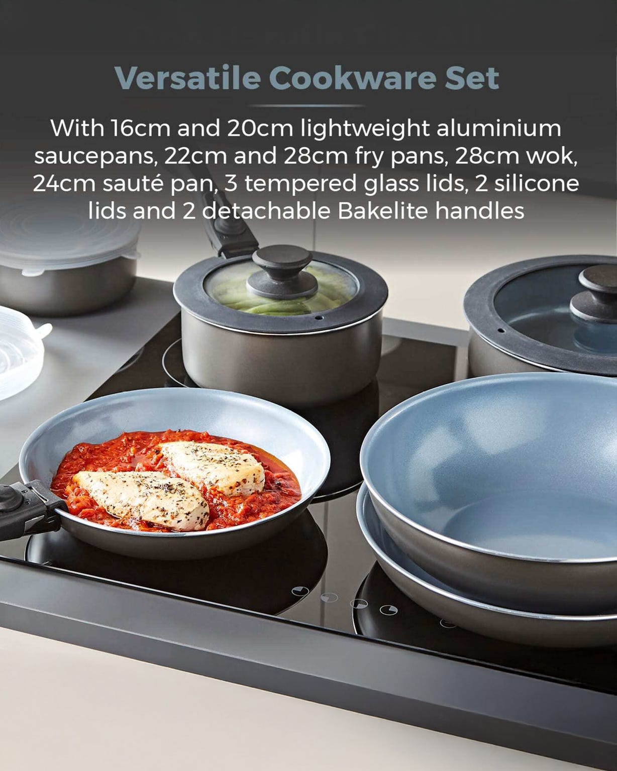 Freedom 13 Piece Cookware Pan Set Graphite