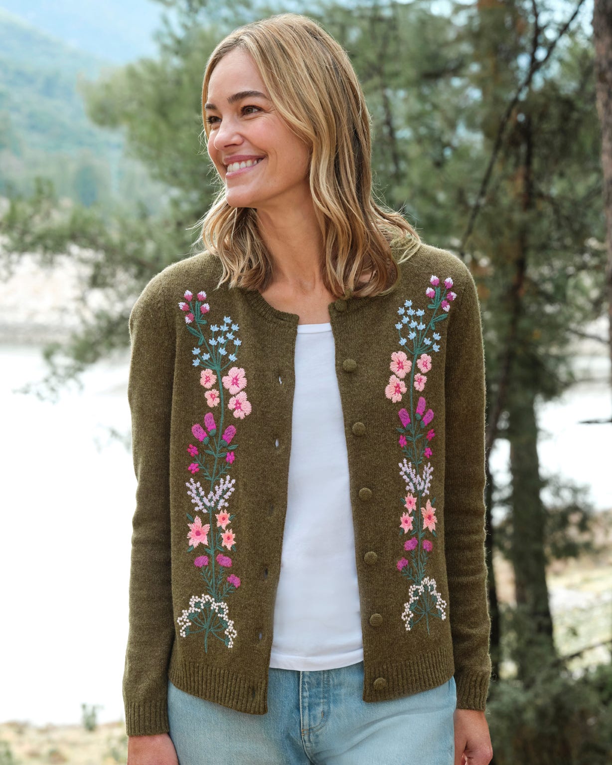 Woolovers Wool Embroidered Cardigan