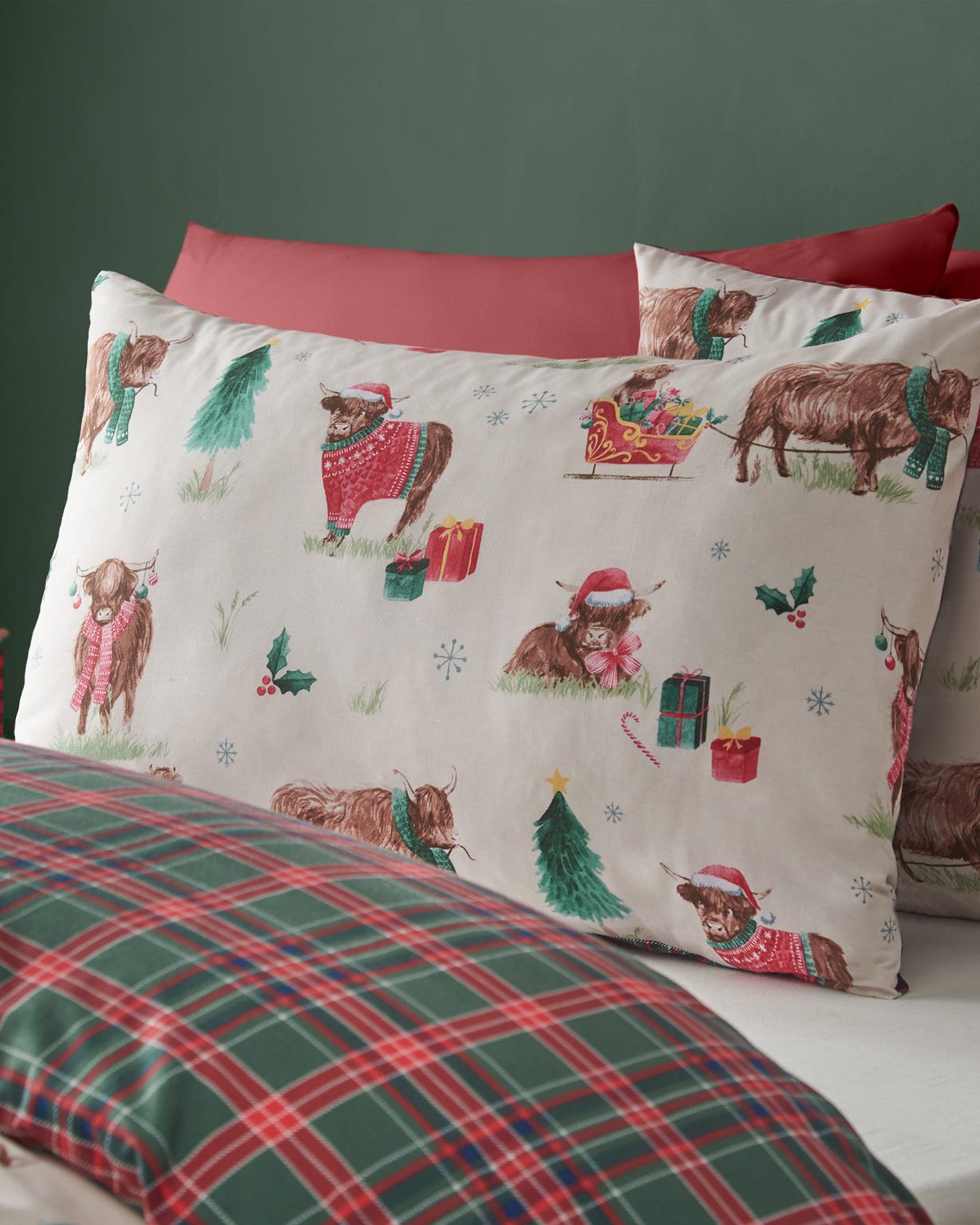 Christmas Highland Cow Duvet Set 