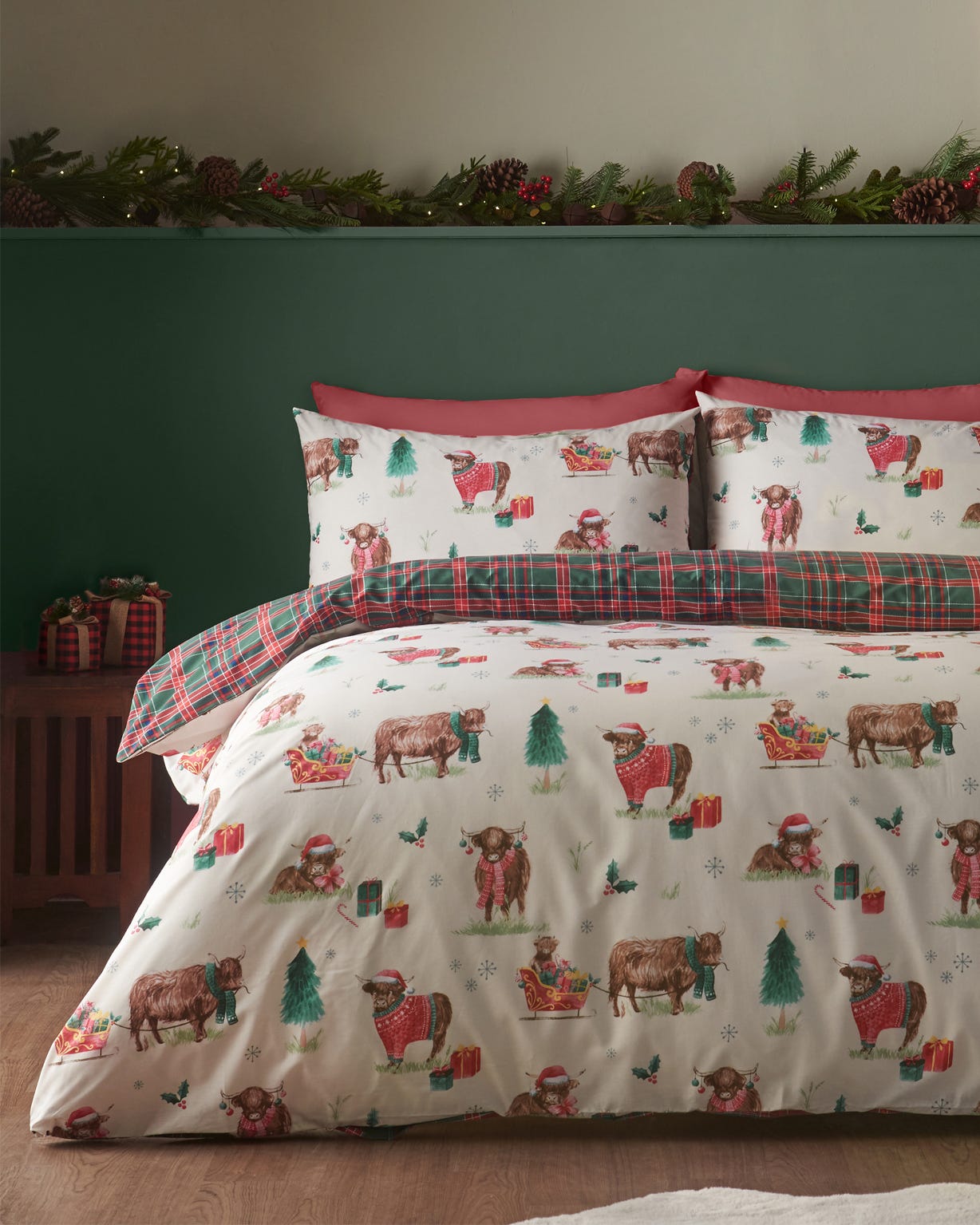 Christmas Highland Cow Duvet Set 