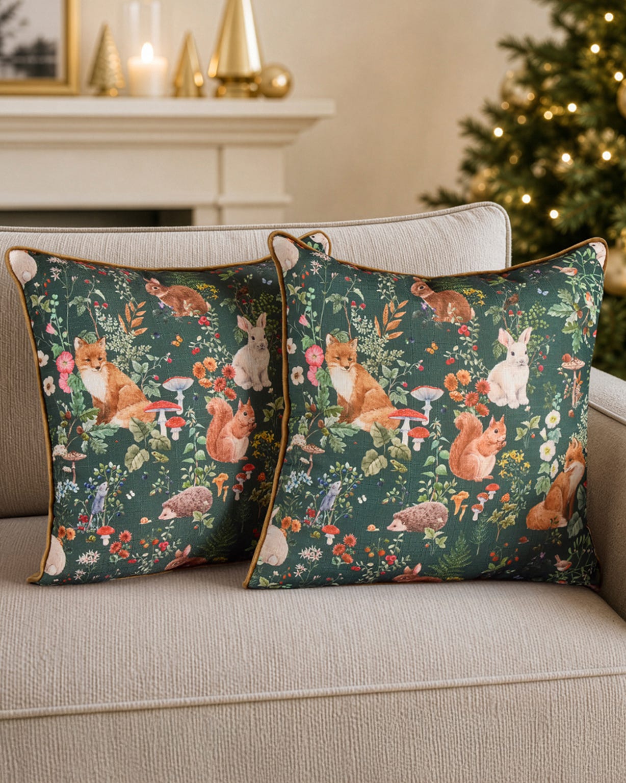 Pack of 2 Woodland Animal Cushion Covers 