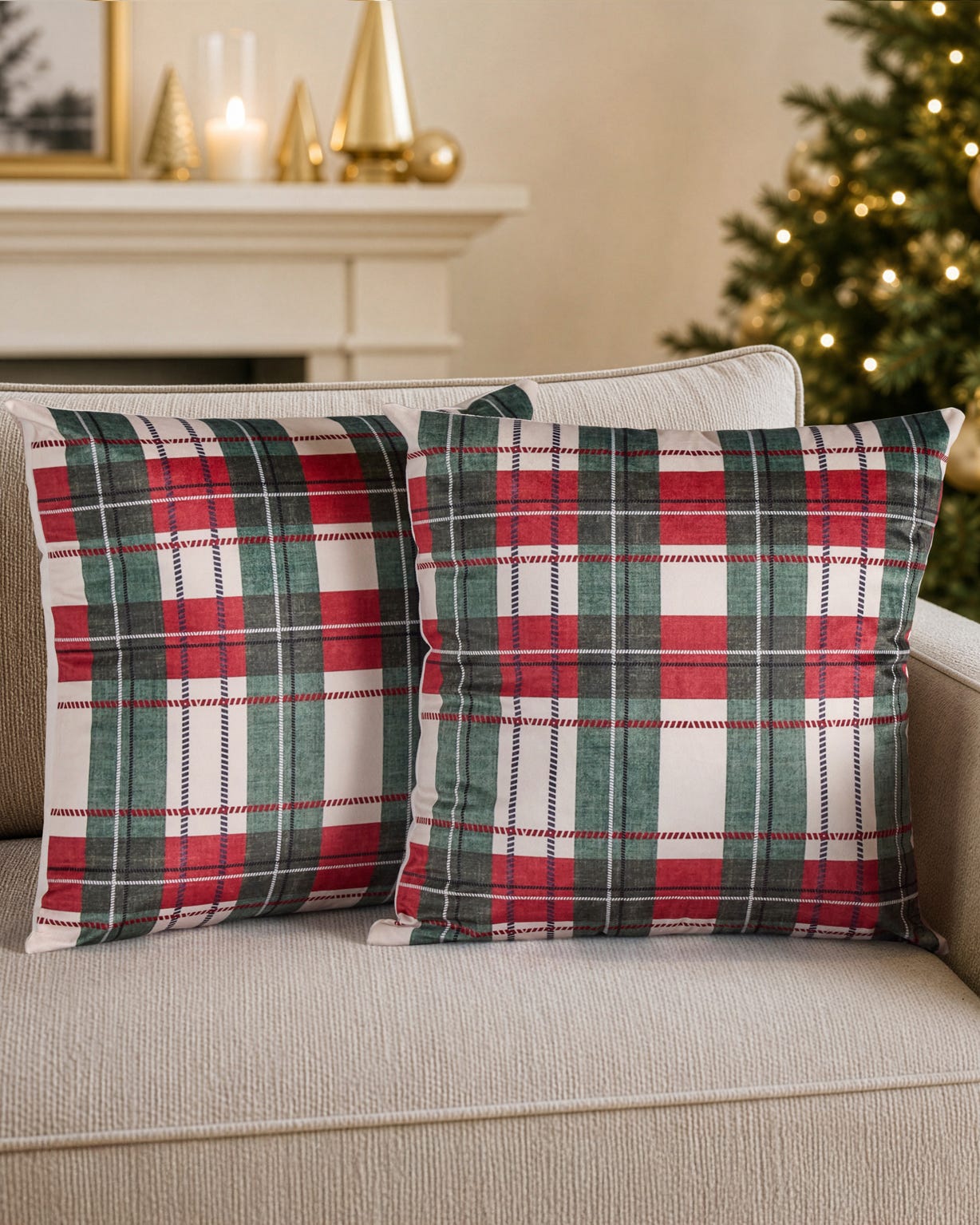 Pack of 2 checked cushion covers 