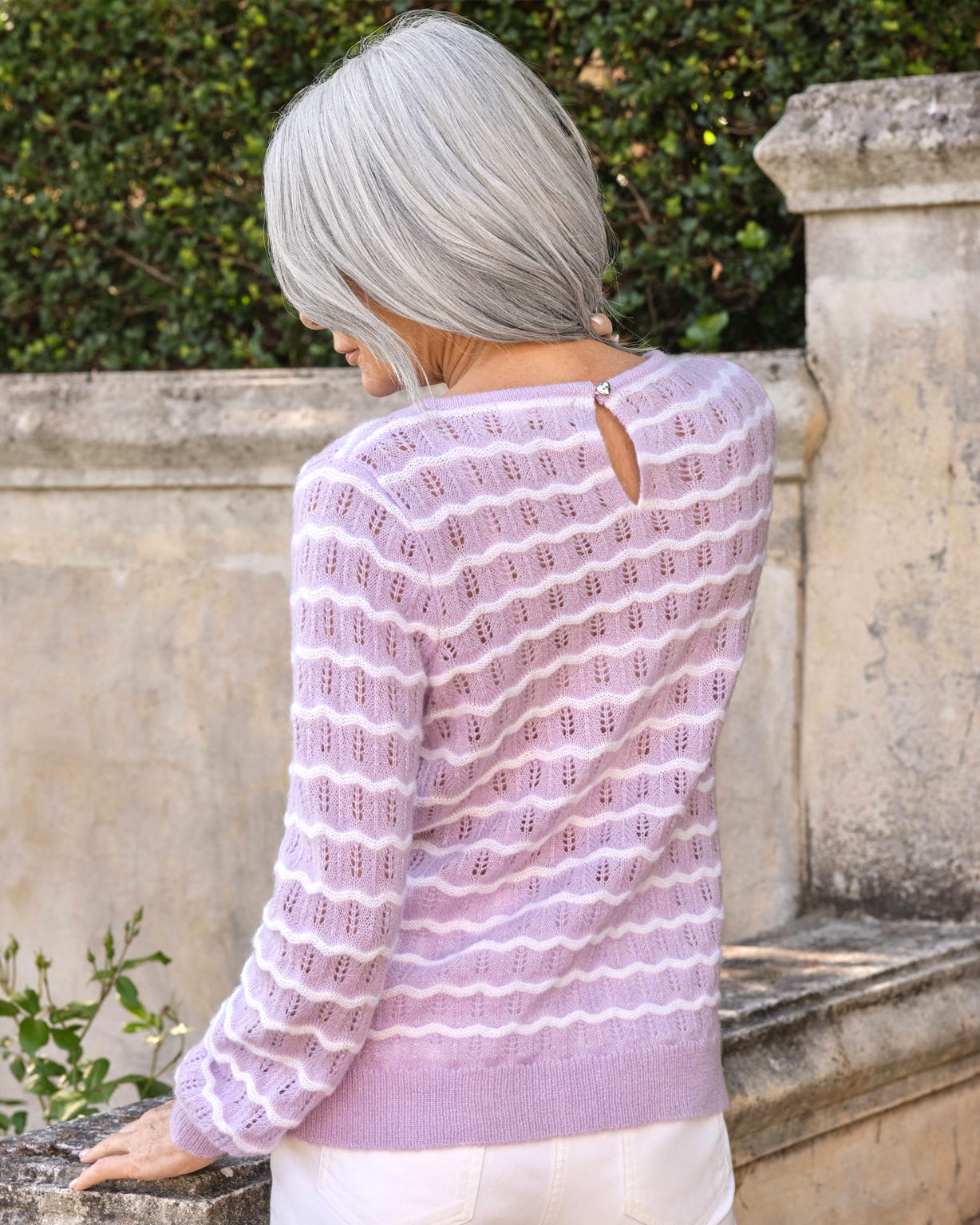 WoolOvers Wavy Mono Stripe With Button Back
