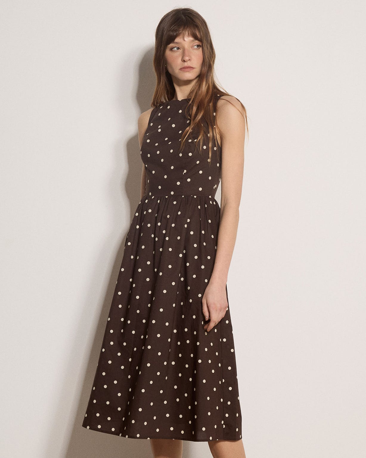 Apricot Polka Dot Fit & Flare Dress