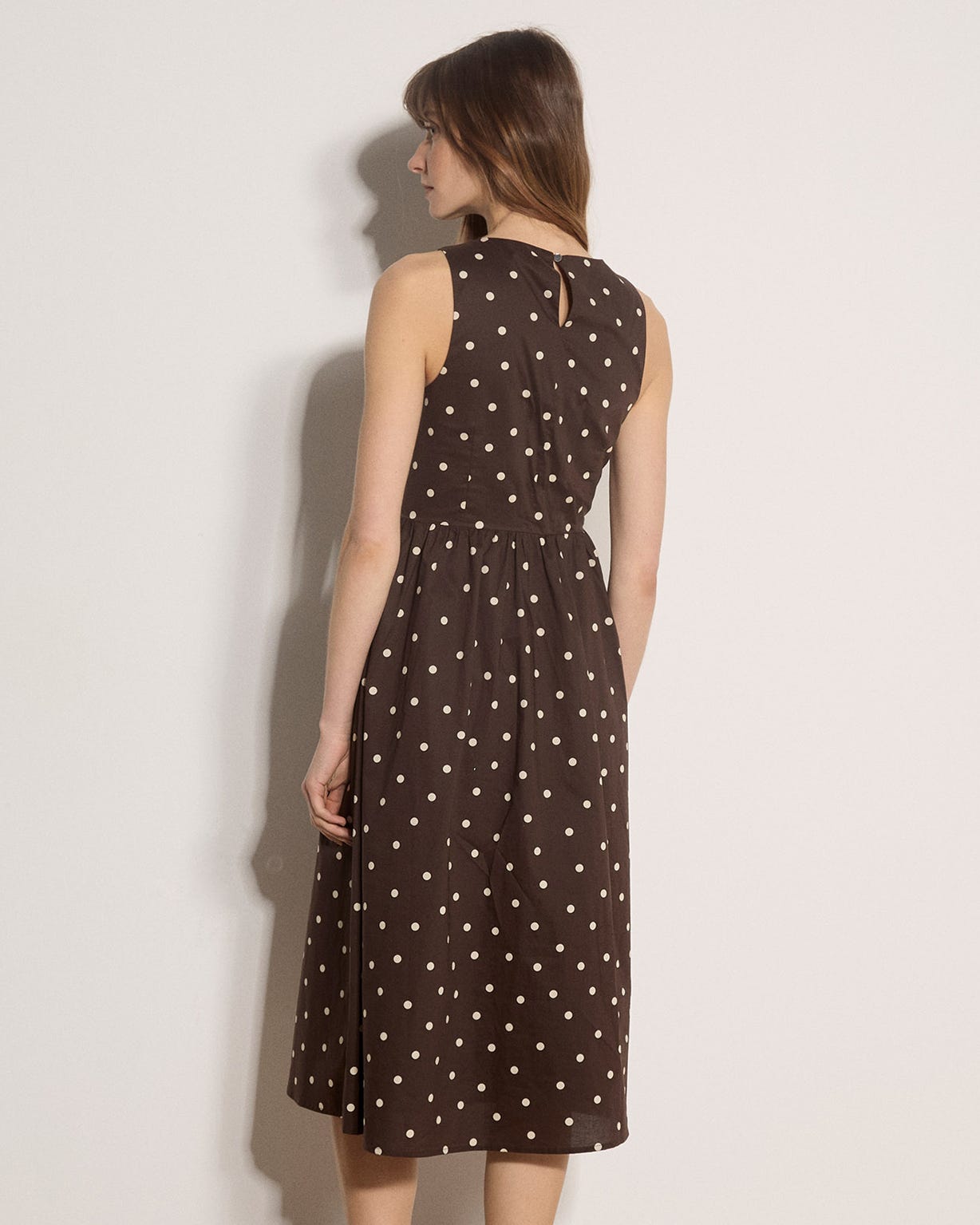 Apricot Polka Dot Fit & Flare Dress