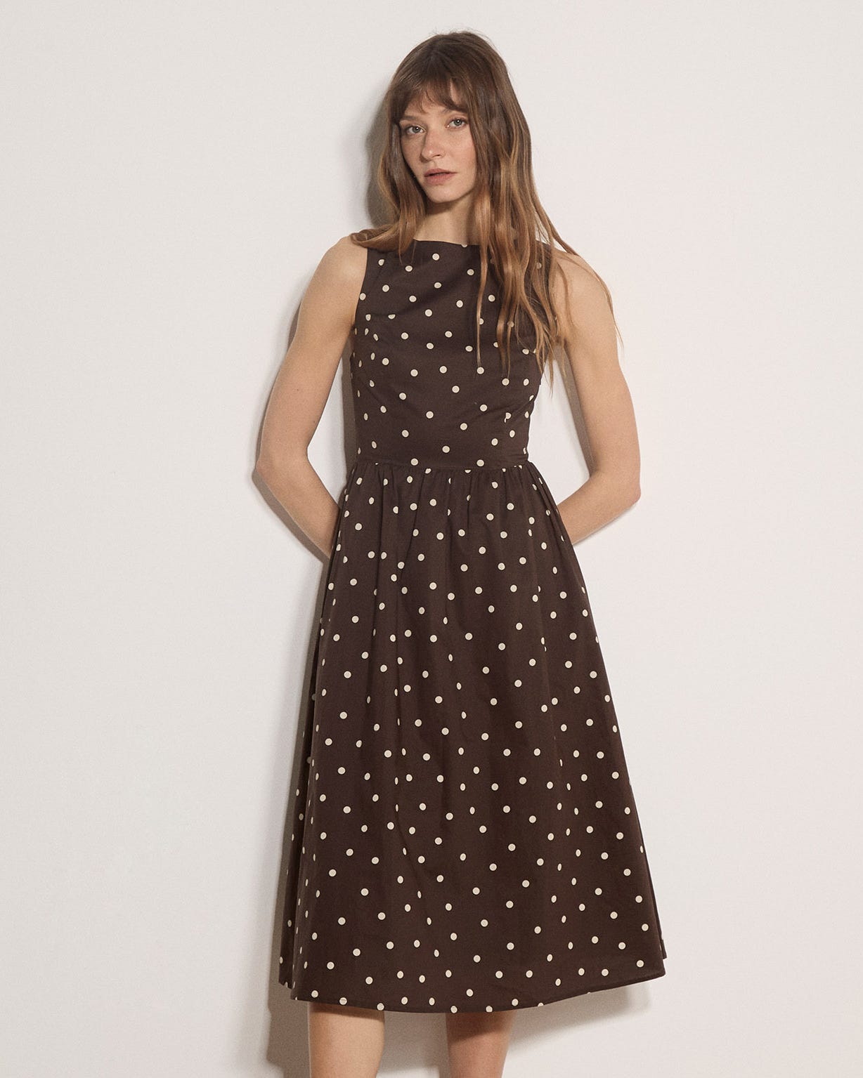 Apricot Polka Dot Fit & Flare Dress