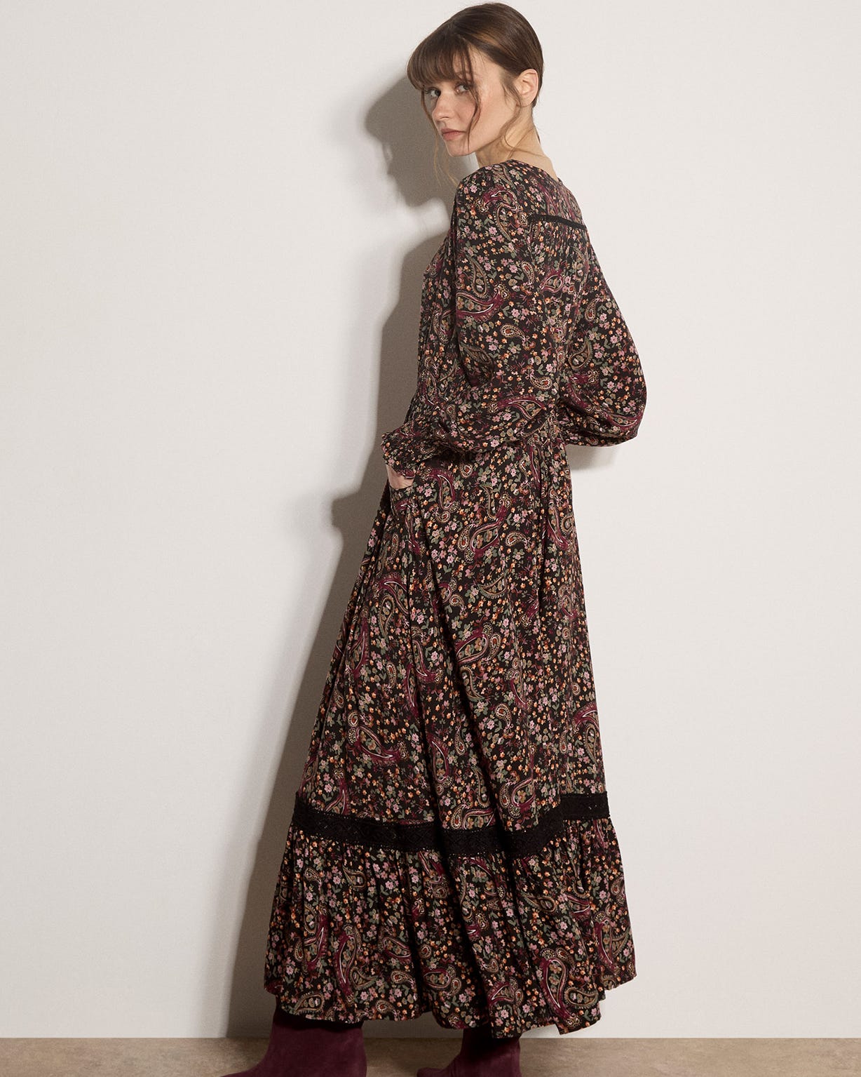 Apricot Paisley Maxi Dress 