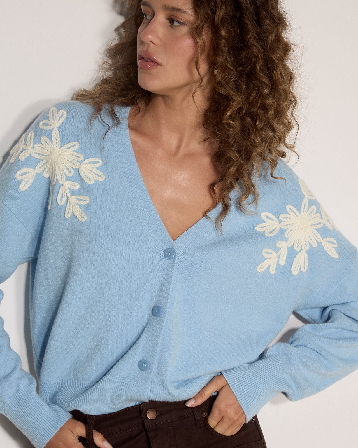 Apricot Embroidered Cardigan