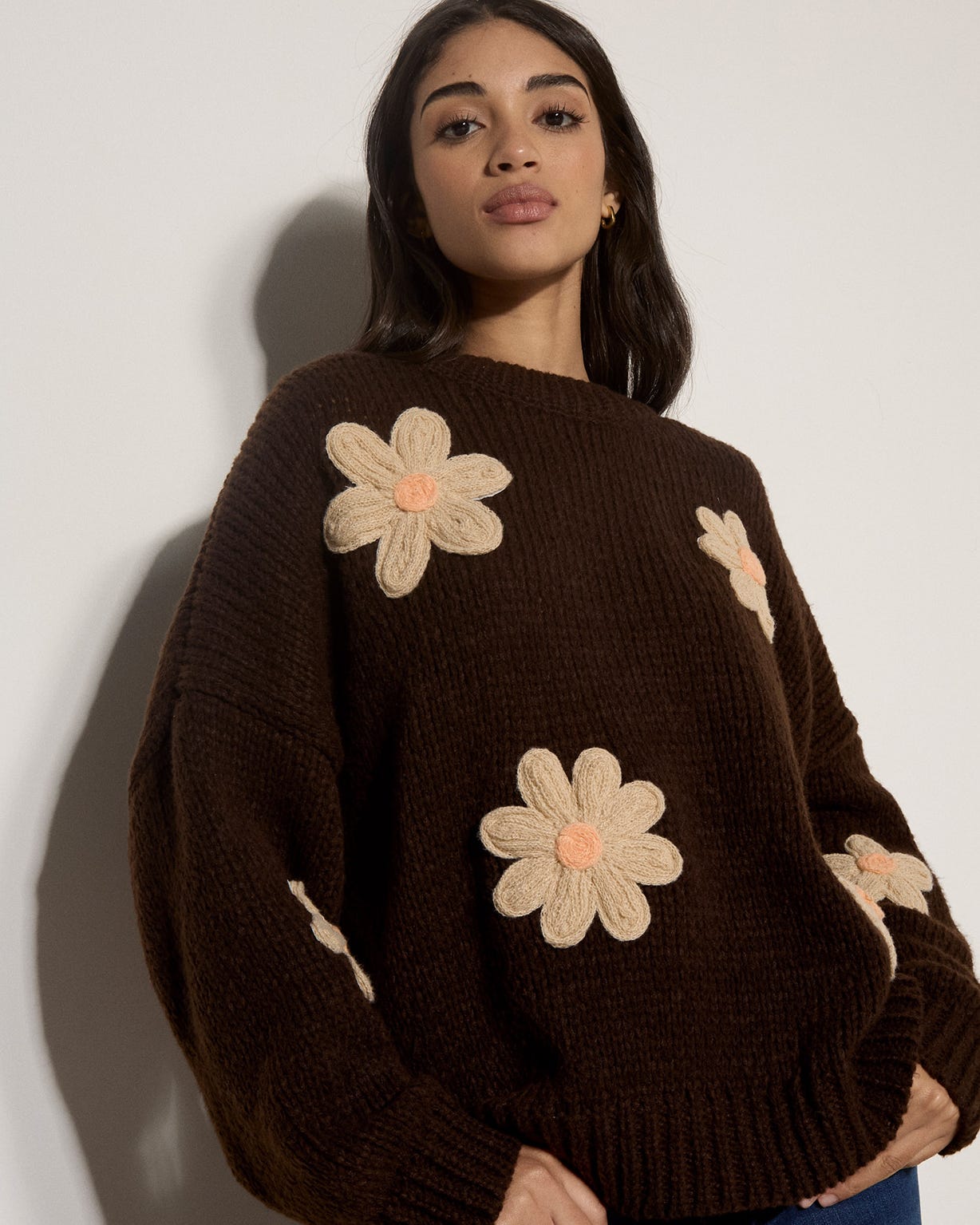 Apricot Embroidered Jumper