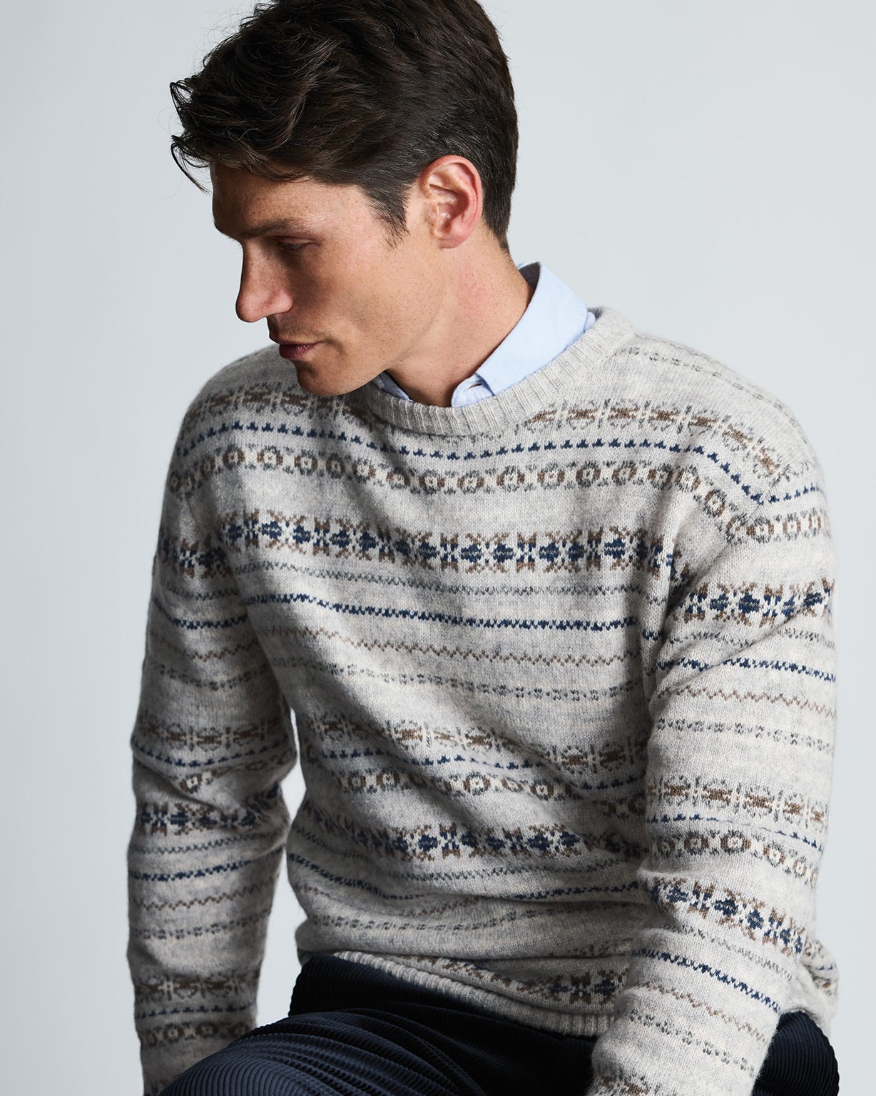 Brook Taverner Fairisle Crew Neck Jumper  
