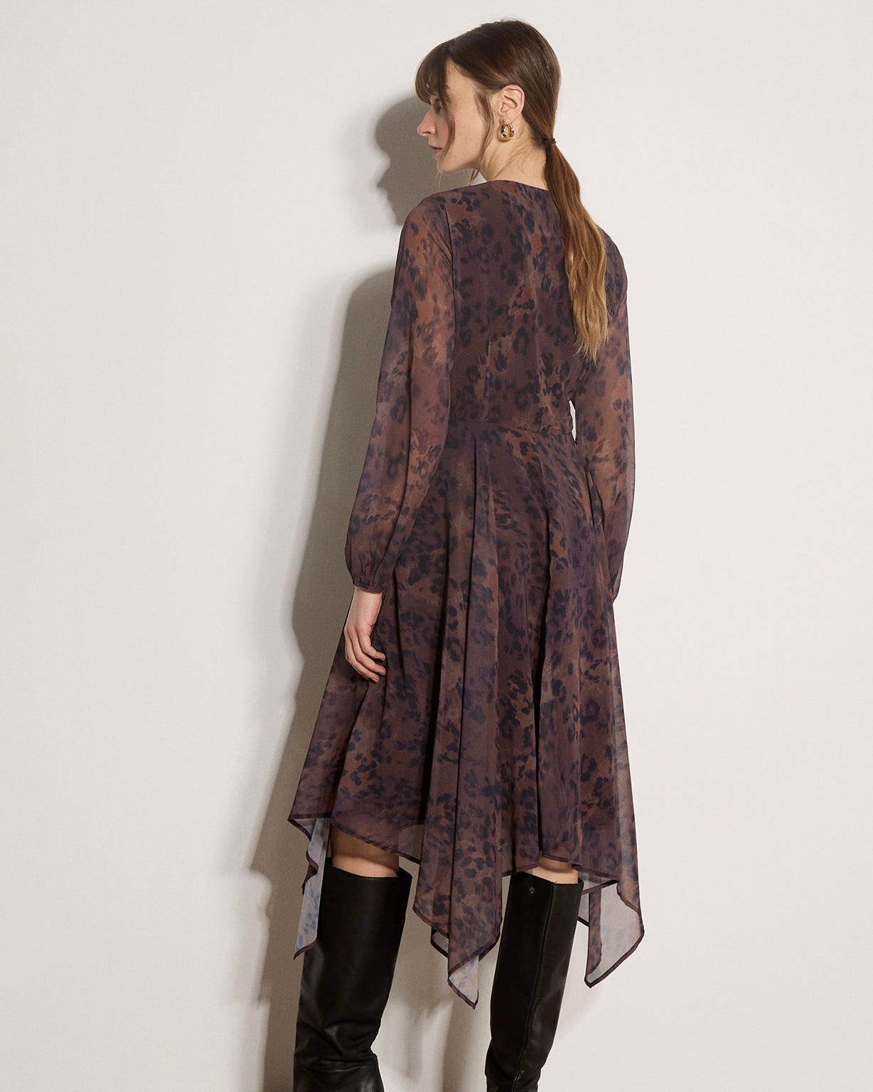 Apricot Leopard Print Dress 