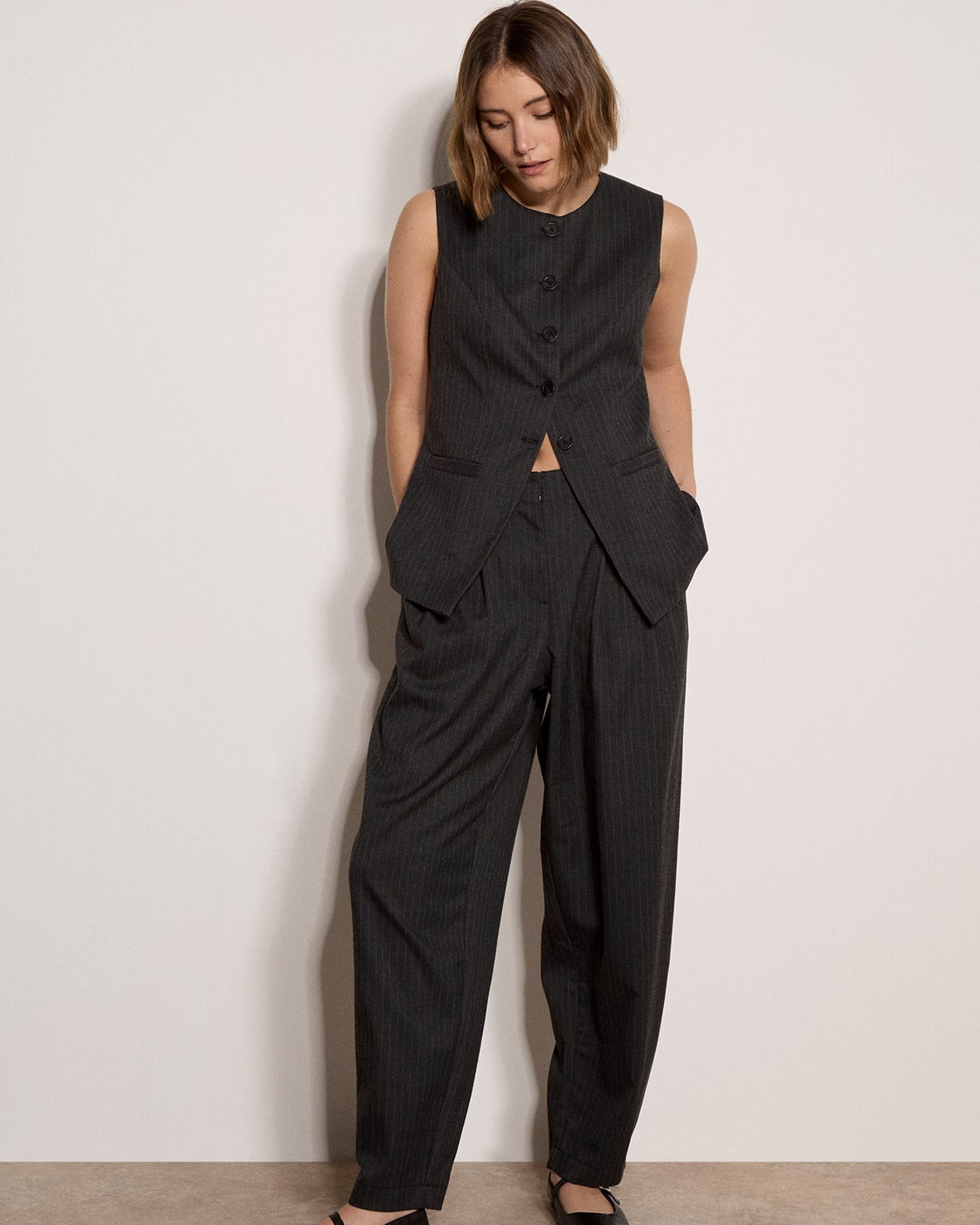 Apricot Pinstripe Waistcoat  