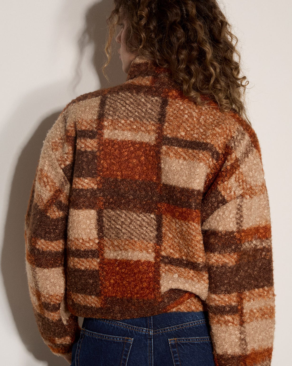 Apricot Borg Check Jacket 