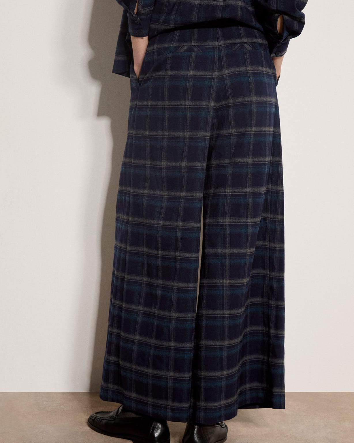 Apricot Wide Leg Check Trouser 
