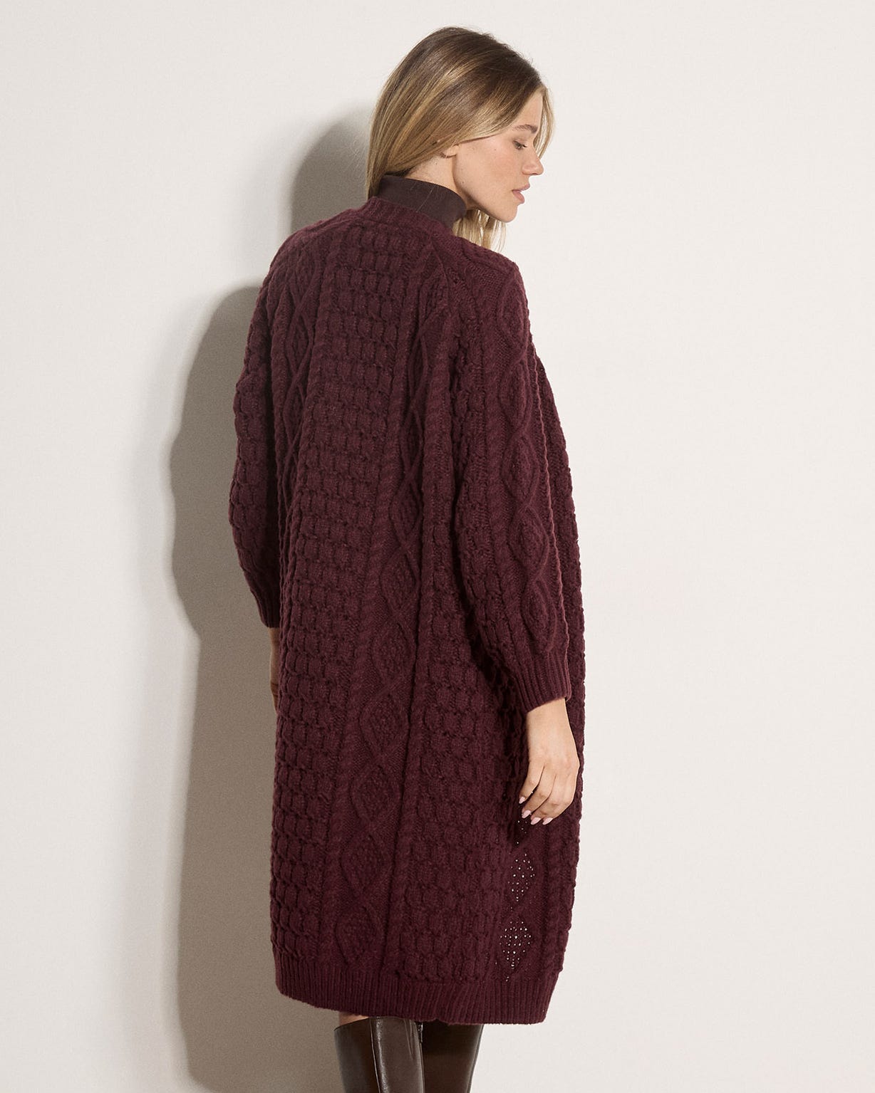 Apricot Midi Cable Cardigan 