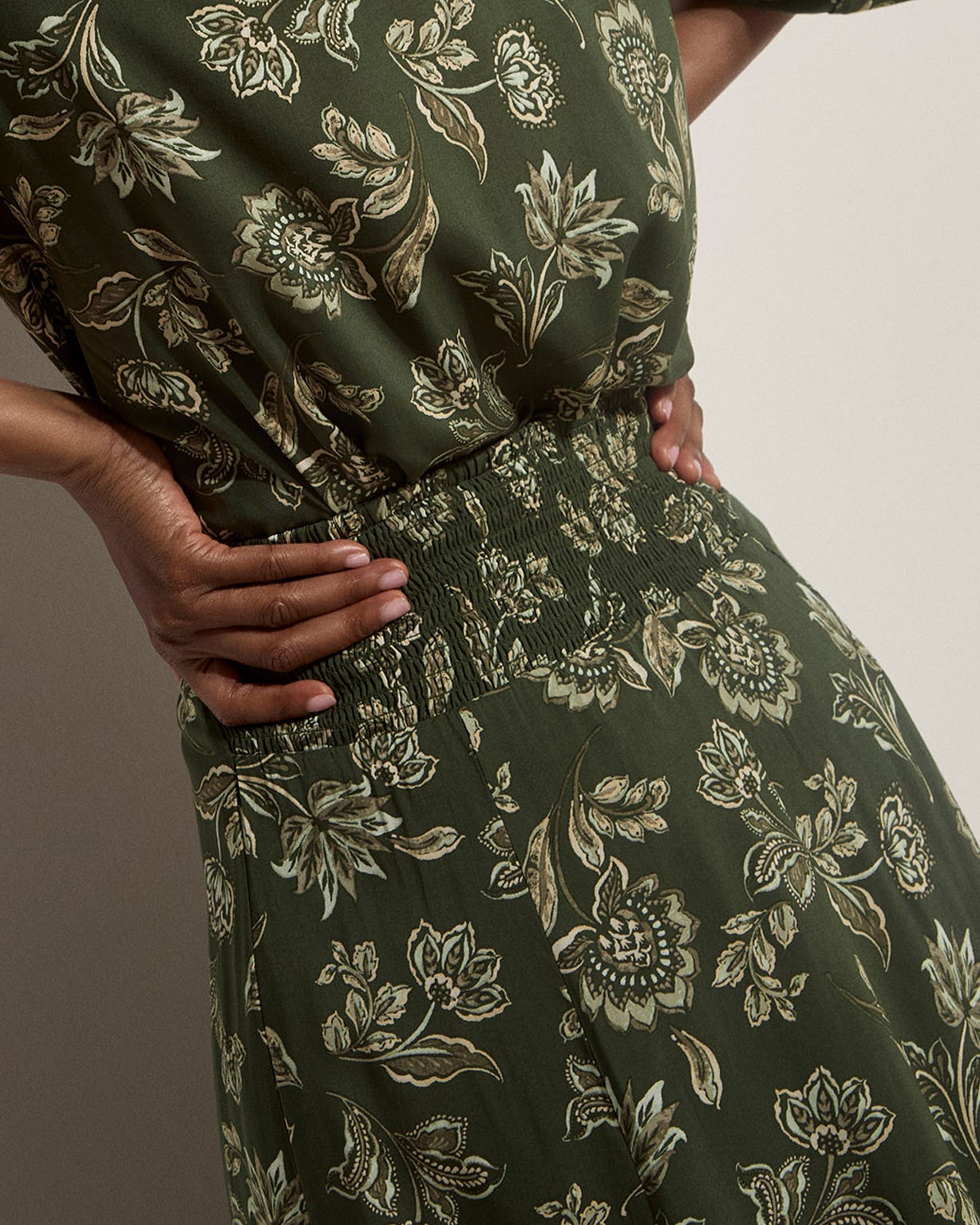 Apricot Floral Print Skirt  