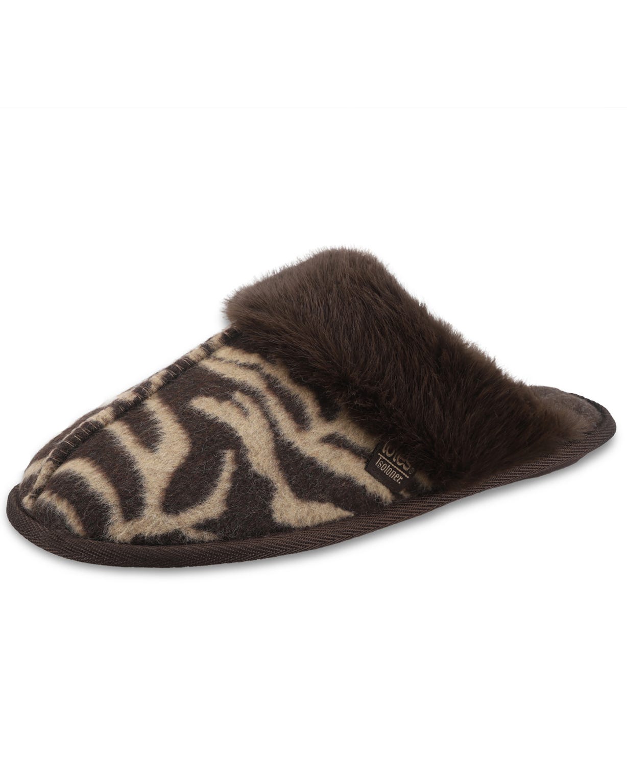 Totes Isotoner Ladies Animal Fur Mule 