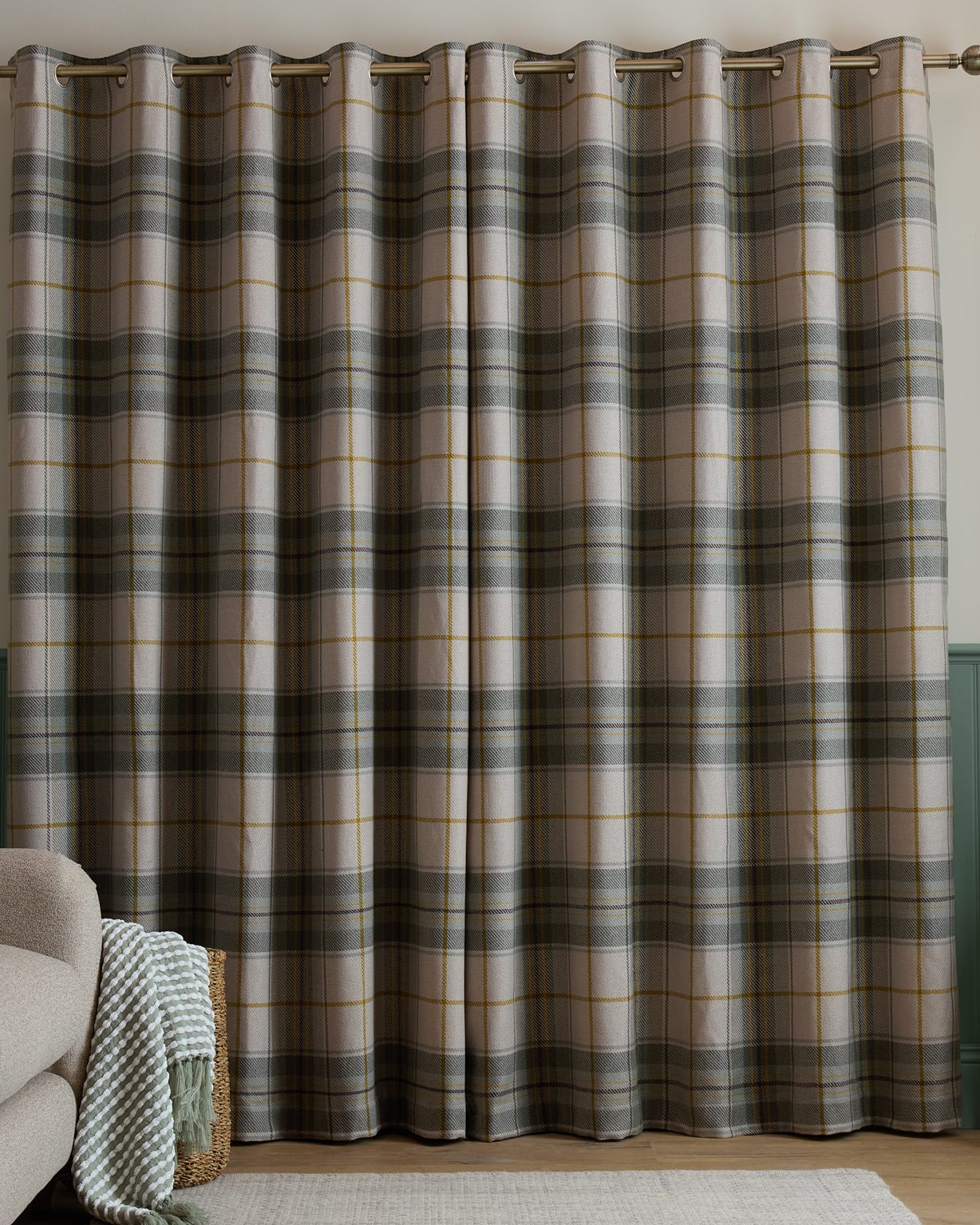 Brushed Woven Glencoe Check Curtains 