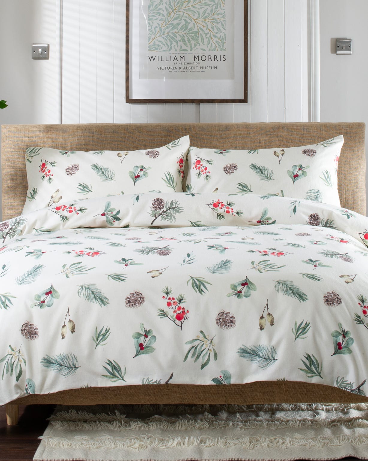 Christmas Leaf Brushed Cotton Duvet Set 