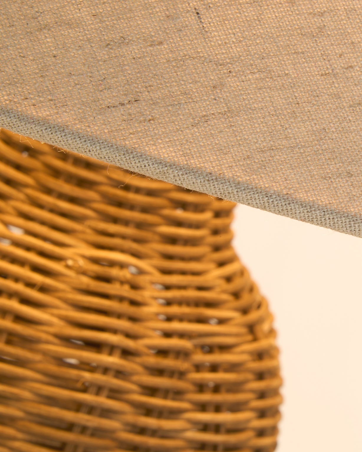 Rattan Base Table Lamp Linen Shade 