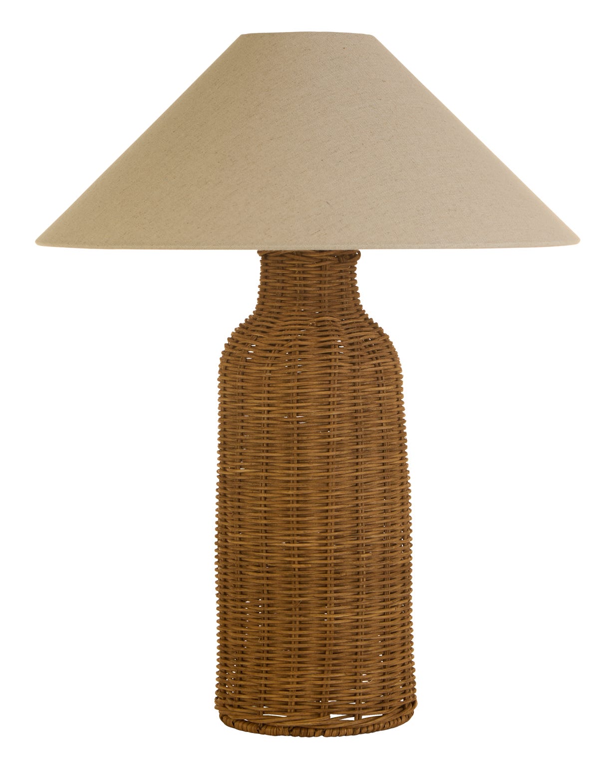 Rattan Base Table Lamp Linen Shade 