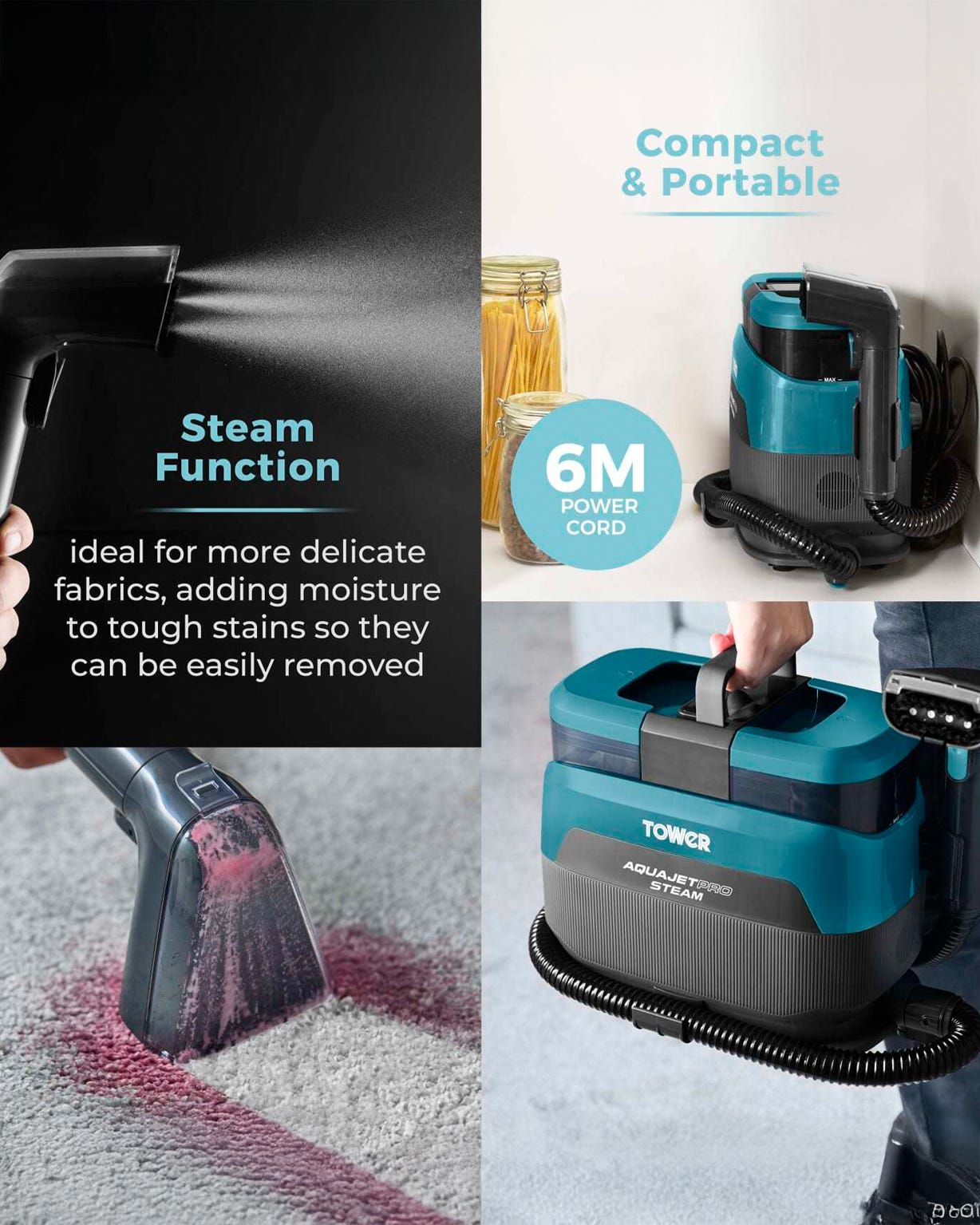 Tower Aquajet Pro Spot Cleaner with Steam 