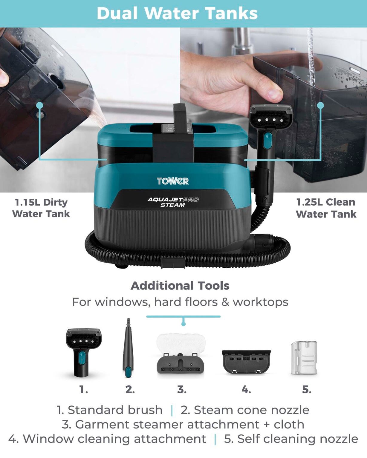 Tower Aquajet Pro Spot Cleaner with Steam 