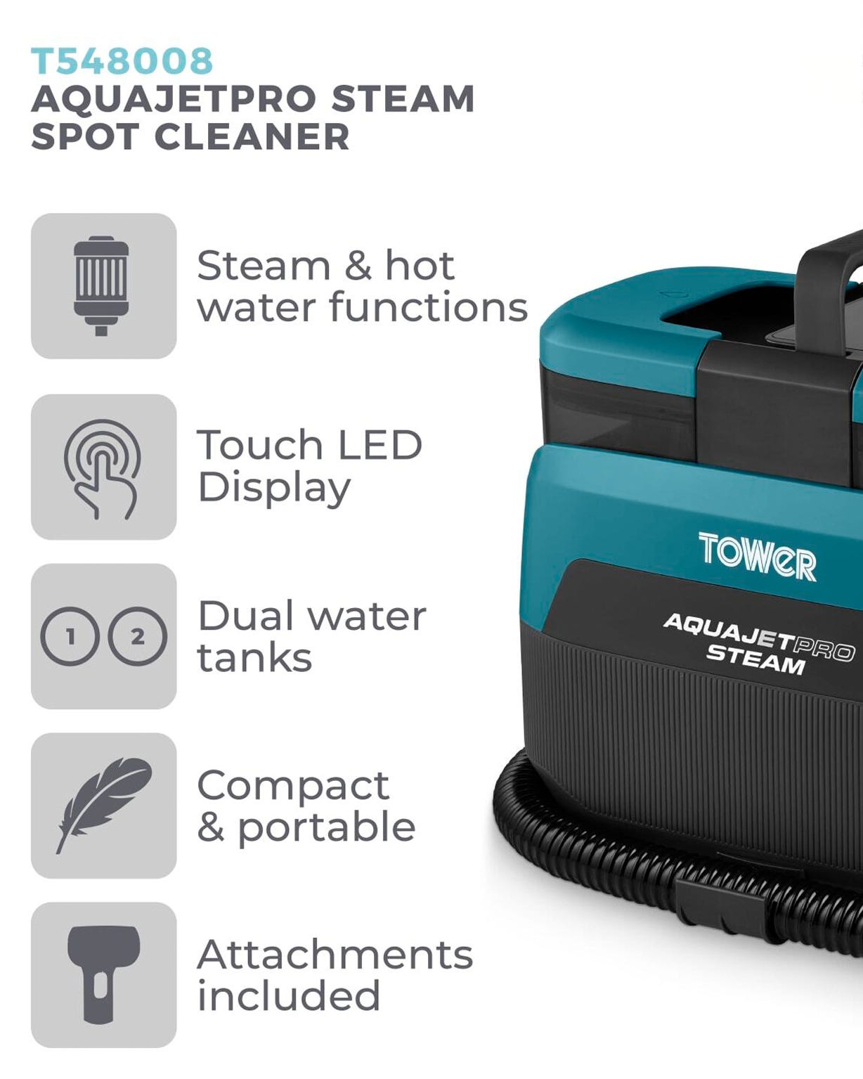 Tower Aquajet Pro Spot Cleaner with Steam 