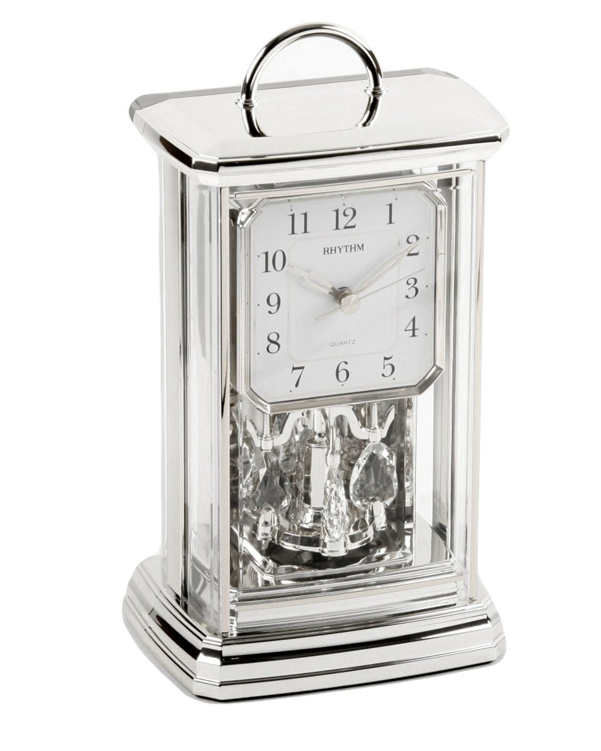 Rhythm Silver Mantel Clock 