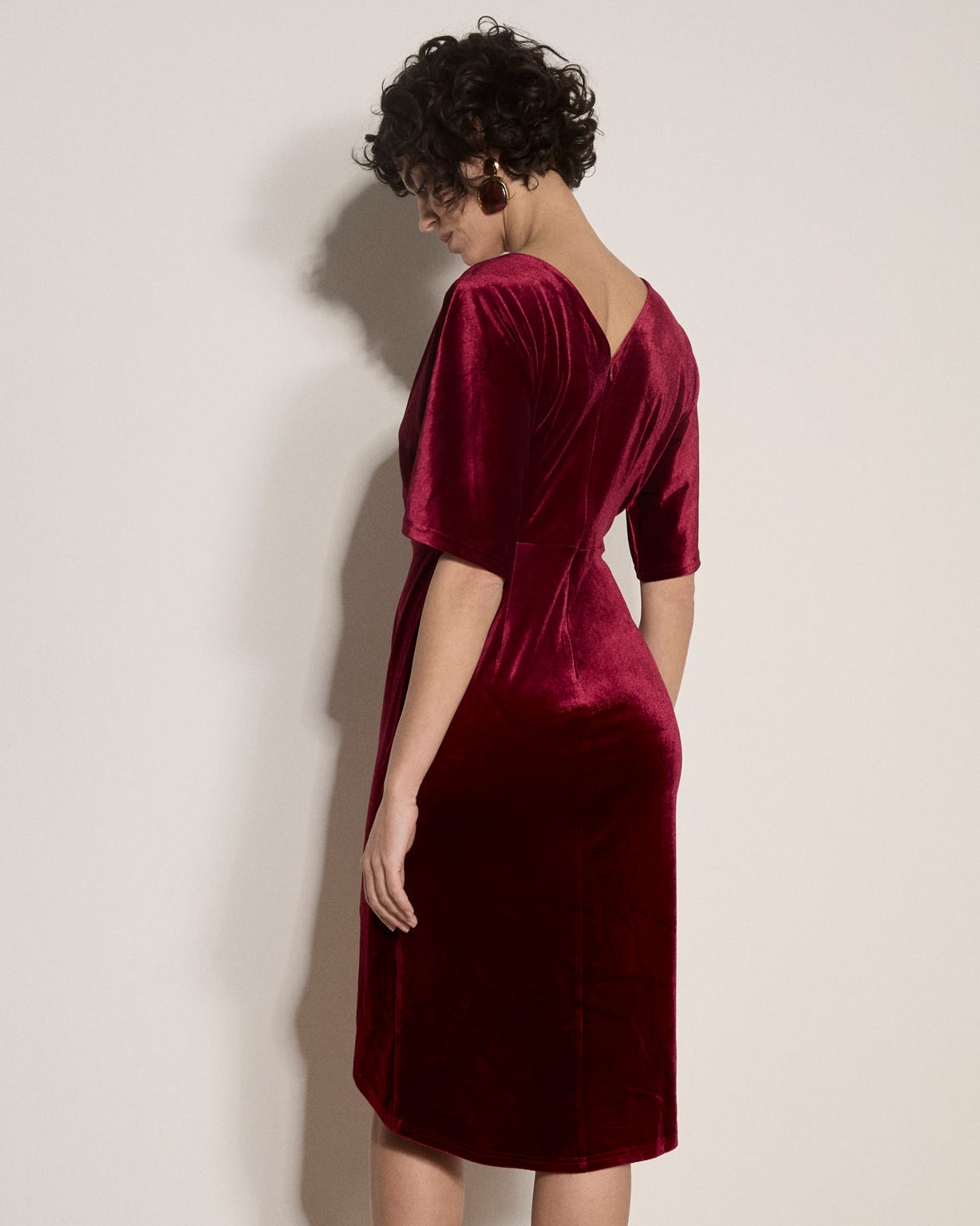 Apricot Velvet Wrap Dress 