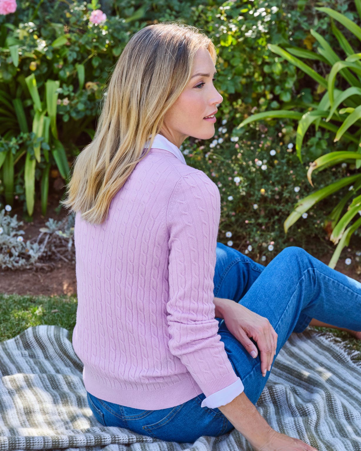 WoolOvers Cable Crew Neck Jumper 