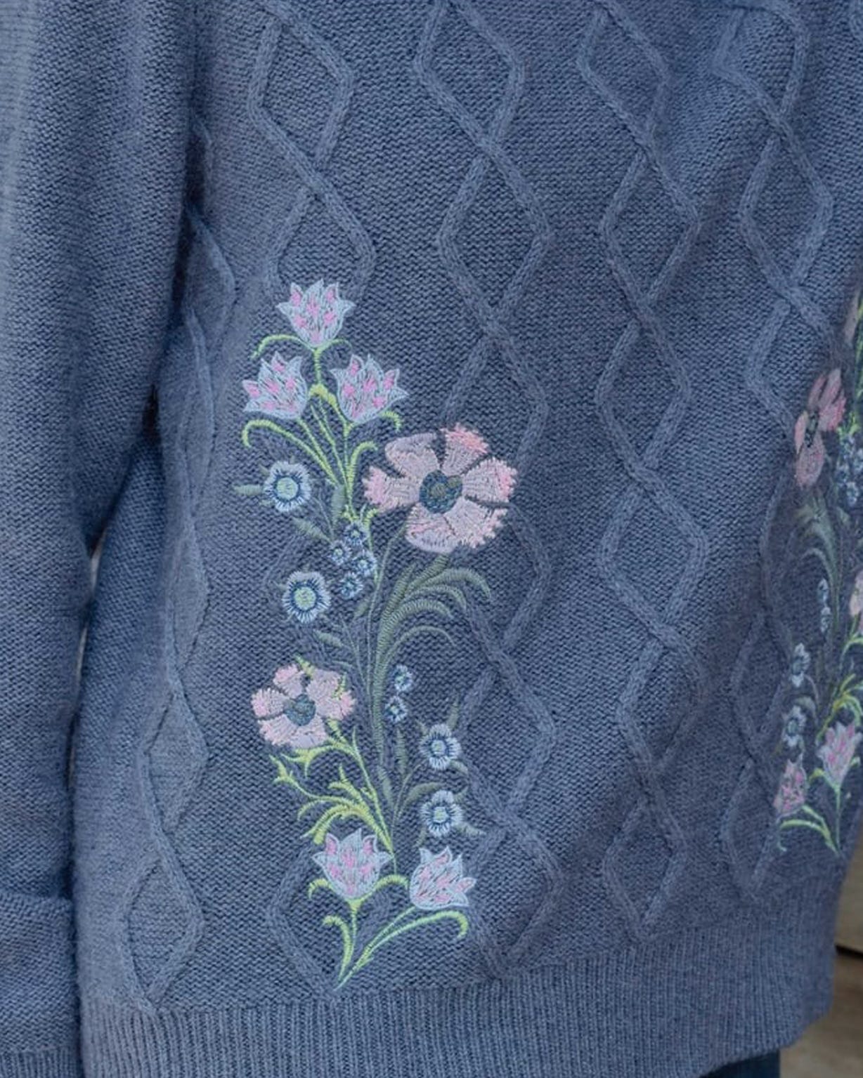 WoolOvers Cable Embroidered Jumper 