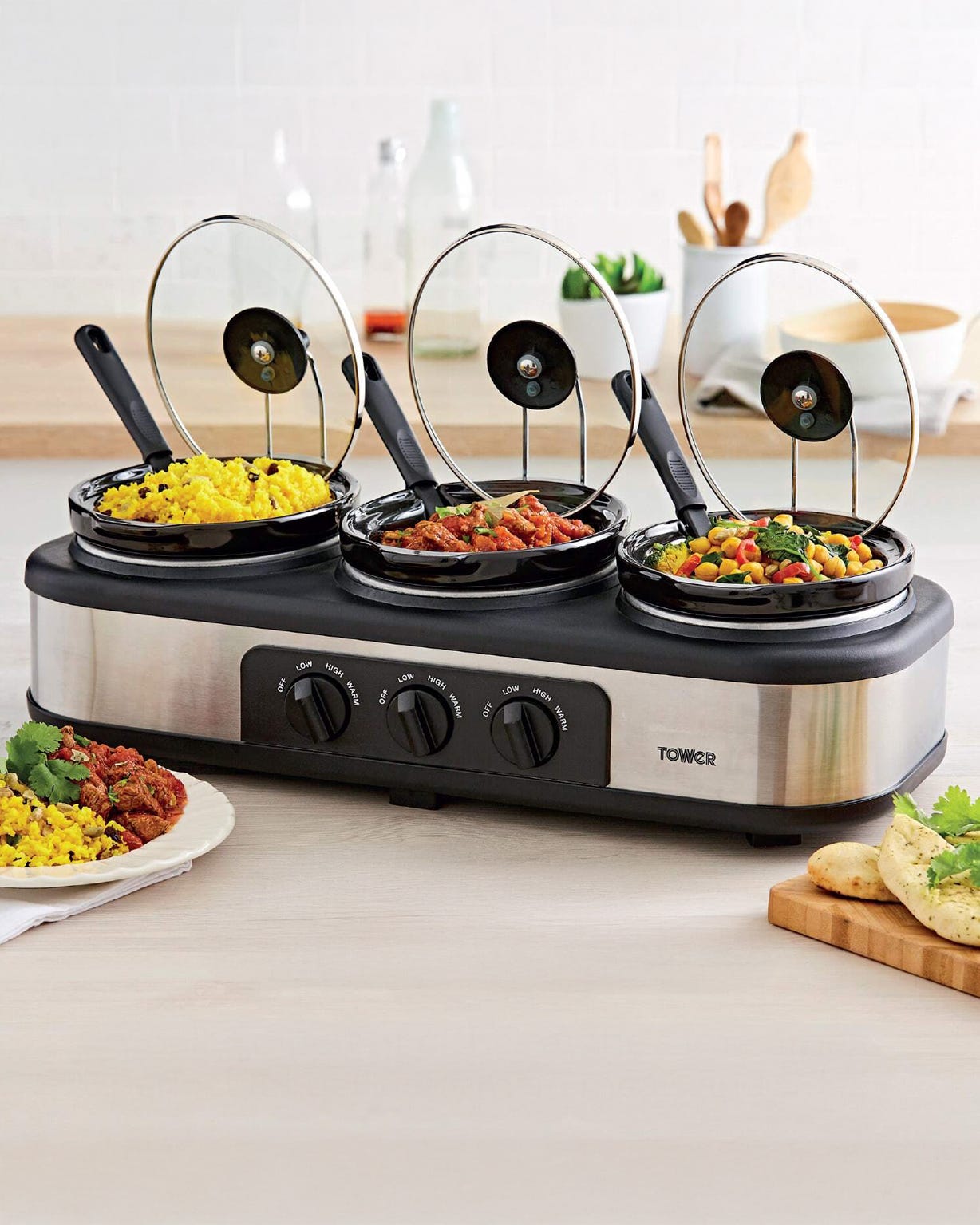 Tower Three Pot Slow Cooker 
