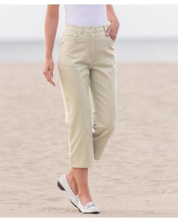 Cotton Stretch Cropped Trousers