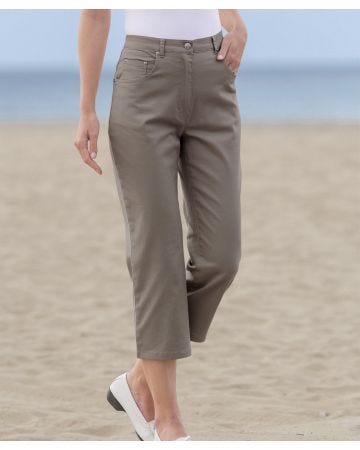 Ladies cotton cropped trousers clearance