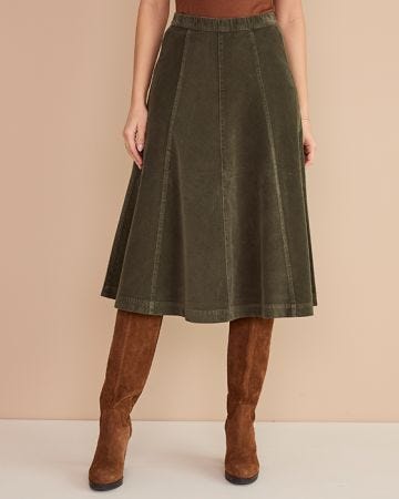 Ladies Skirts Elasticated Waist Skirts Damart Color Green