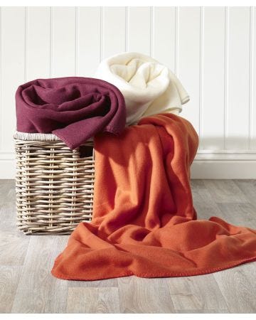 Pack of 2 Plain Fleece Throws
