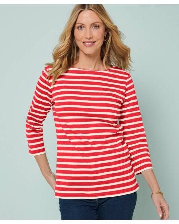 Striped Boat Neck Cotton Top